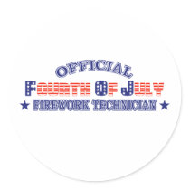 Official Fourth / 4th Of July Firework Technician Round Stickers