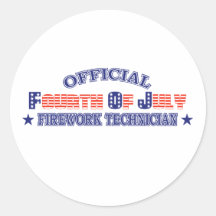 Official Fourth / 4th Of July Firework Technician Round Stickers