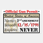 Official Gun Permit! Rectangular Stickers