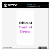 Official Maid of Honor iPhone 4S Decal