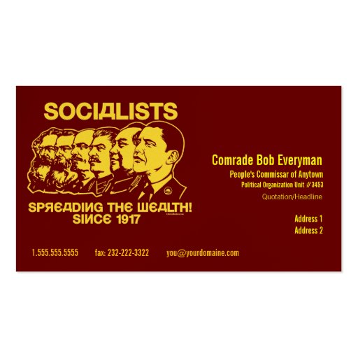 Official Obammunist Part Commissar Card Business Card Templates (front side)
