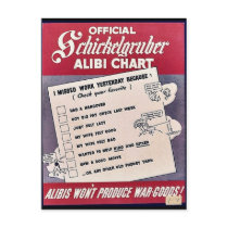 Official Schickelgruber Alibi Chart Post Cards