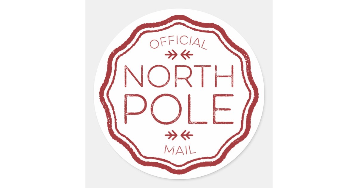 official seal from the north pole classic round sticker round christmas address labels