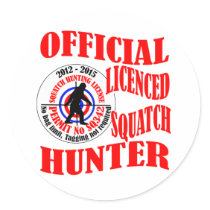 Official squatch hunter round sticker