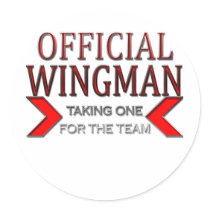 Official WingMan Taking One For The Team Red Round Stickers