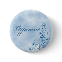 Officiant Round Button: Sky Blue Elegance