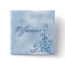 Officiant Square Button: Sky Blue Elegance