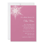 Offset Snowy Pink Baby Shower Invite