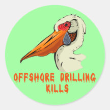Offshore Drilling Kills Wildlife Tshirts Round Sticker