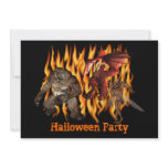 Ogre Monsters Flames Halloween Invitation