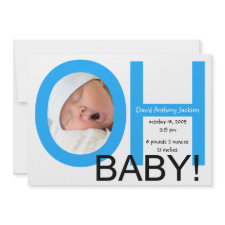OH Baby Birth Announcement (Blue) invitation