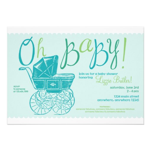 "Oh Baby!" boy shower party invitation