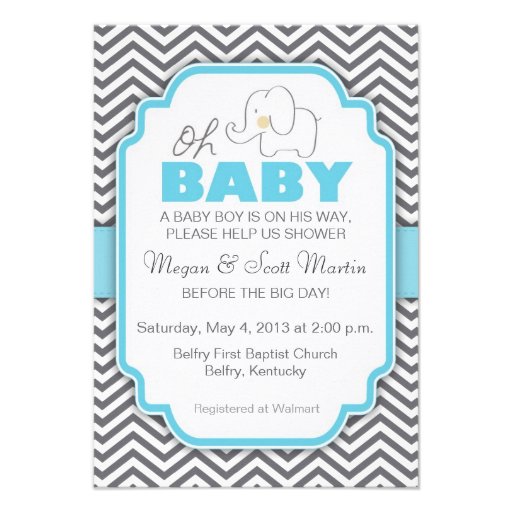 Oh Baby Elephant - Baby Shower Invite