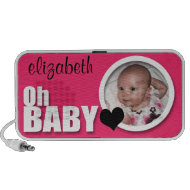 Oh Baby, Modern Berry Pink Photo Doodle Speaker doodle