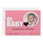 Oh Baby, Modern Pink Photo Birth Announcements