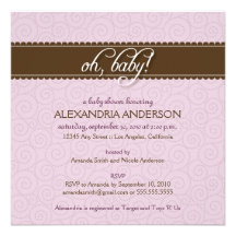 Oh, Baby! Swirly Baby Shower Invitation (lilac)