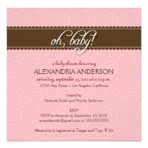 Oh, Baby! Swirly Baby Shower Invitation (pink)