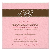 Oh, Baby! Swirly Baby Shower Invitation (pink)