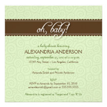 Oh, Baby! Swirly Baby Shower Invitation (sage)