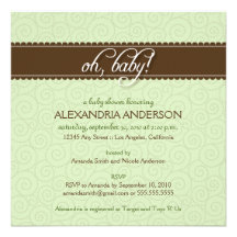 Oh, Baby! Swirly Baby Shower Invitation (sage)