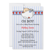 Oh Boy Diaper Baby Boy Shower Invitations