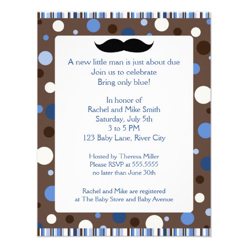 Oh Boy Mustache Baby Shower Invitation
