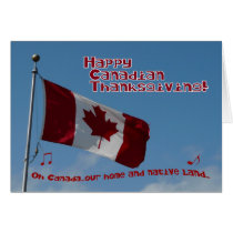 Oh Canada-happy thanksgiving-flag Card