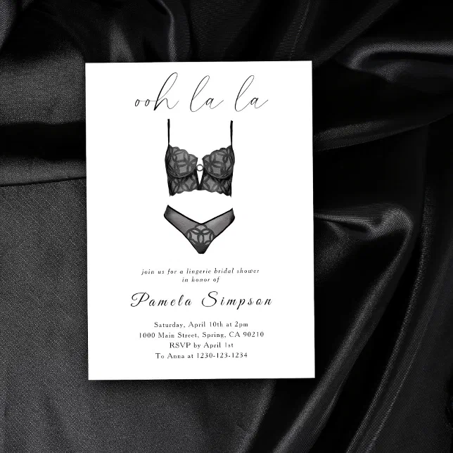 Oh La La Lingerie Bridal Shower Lace Bra Invitation Zazzle