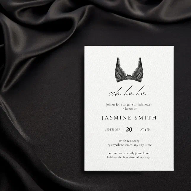 Oh La La Lingerie Bridal Shower Trendy Lace Bra Invitation Zazzle