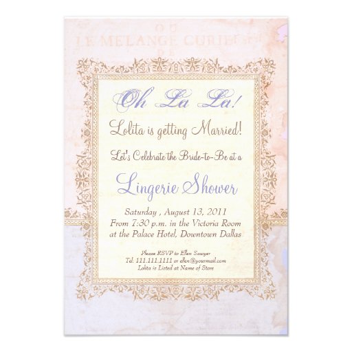 Oh La La Lolita Corset Vintage Shower Announcement