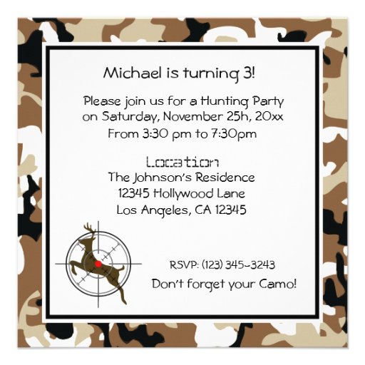 Oh my Deer!  Hunting Birthday Party Announcement