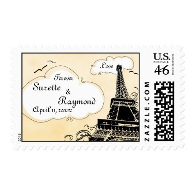 Oh Paris Wedding Postage Stamps