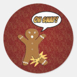 Oh Snap Funny Christmas Gingerbread Man Broken Leg Stickers