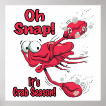 oh snap its crab season funny scared crab print