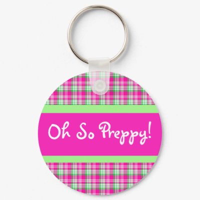 Oh So Preppy! PInk and Green Plaid Keychain by princesspreppy