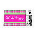 Oh So Preppy! Pink and Green Plaid Postage Stamp