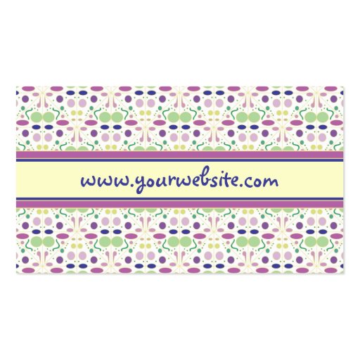 Oh So Pretty Pink and Green Polka Dot Party Business Card (back side)