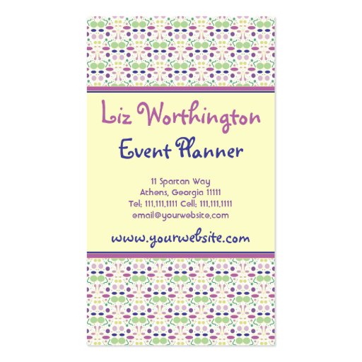 Oh So Pretty Pink and Green Polka Dot Party Business Card