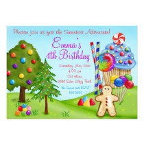 Oh Sweet Candy Land Birthday Cupcake Invitations invitations