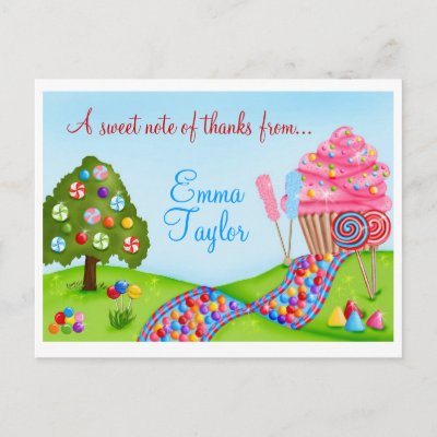 Oh Sweet Candy Land Cupcakes and Lollipops Post Card by LittlebeaneBoutique