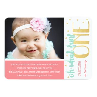 Oh What Fun 1st Birthday Photo Party Invite