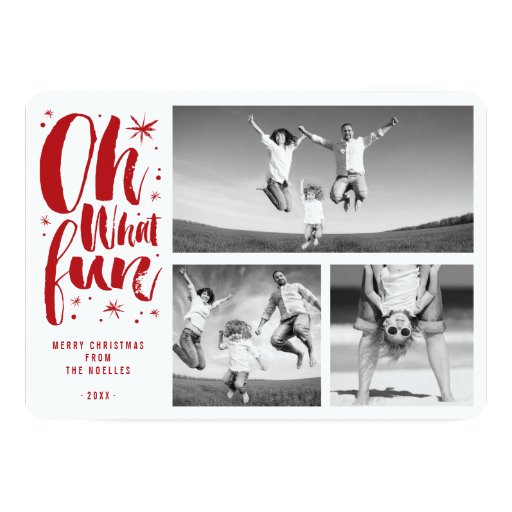 Oh What Fun Christmas Holiday Photo Collage Card Zazzle