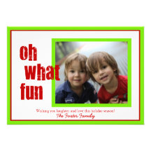 Oh What Fun Photo Christmas Card Custom Invitation