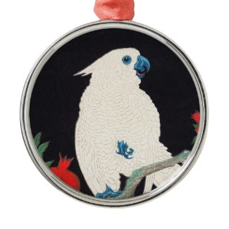 Ohara Shoson, Cockatoo and Pomegranate ukiyo-e Christmas Tree Ornament