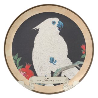 Ohara Shoson, Cockatoo and Pomegranate ukiyo-e Party Plate