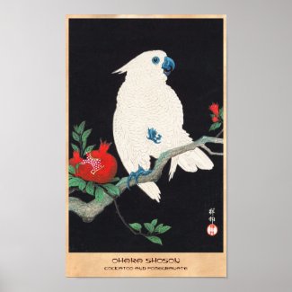 Ohara Shoson, Cockatoo and Pomegranate ukiyo-e Poster