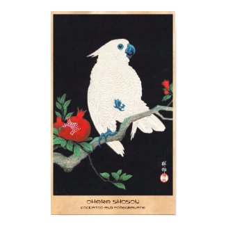 Ohara Shoson, Cockatoo and Pomegranate ukiyo-e Poster