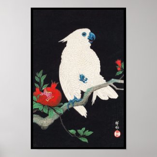 Ohara Shoson, Cockatoo and Pomegranate ukiyo-e Posters