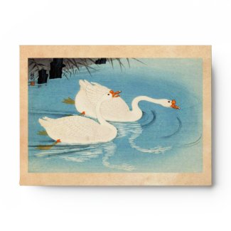 Ohara Shoson Two Sweeming Geese japanese art Envelope
