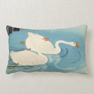 Ohara Shoson Two Sweeming Geese japanese art Pillows